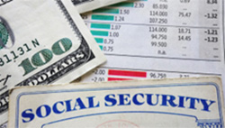 Social Security card, money, and a budget.